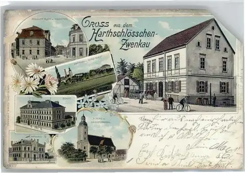 Zwenkau Pegauer Platz Marktstrasse Schule Rathaus Gaststaette Harthschloesschen x
