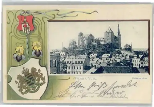 Mylau Praegedruck Wappen Kaiserschloss *