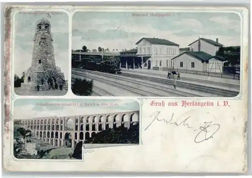 Herlasgruen Herlasgruen Bahnhof Goeltzschtalbruecke Bismarckturm Kuhberg x / Poehl Vogtland /Vogtlandkreis LKR