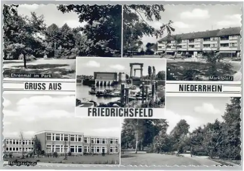 Friedrichsfeld Niederrhein Ehrenmal Marktplatz Hauptschule Hafen *
