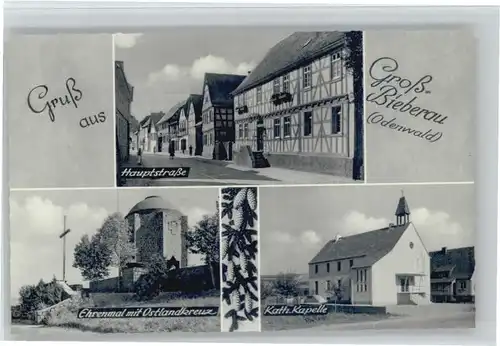 Gross-Bieberau Odenwald Hauptstrasse Ehrenmal Ostlandkreuz Kapelle * / Gross-Bieberau /Darmstadt-Dieburg LKR