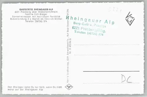 Presberg Rheingau Gaststaette Rheingauer Alp *