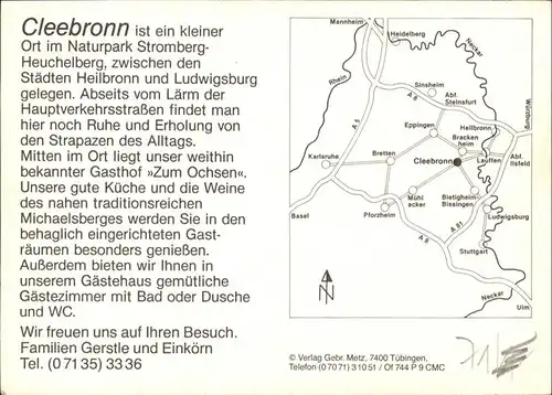 Cleebronn Gasthof Metzgerei Zum Ochsen / Cleebronn /Heilbronn LKR