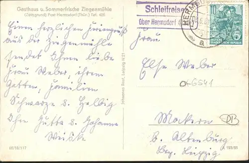 Hermsdorf Thueringen Gasthaus Ziegenmuehle Sommerfrische / Hermsdorf Thueringen /Saale-Holzland-Kreis LKR