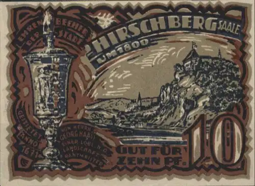 Hirschberg Saale Gutschein fuer 10 Pfennig / Hirschberg Saale /Saale-Orla-Kreis LKR