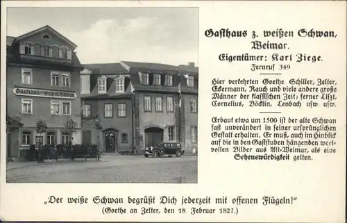 Weimar Thueringen Gasthaus "Zum Weissen Schwan" / Weimar /Weimar Stadtkreis