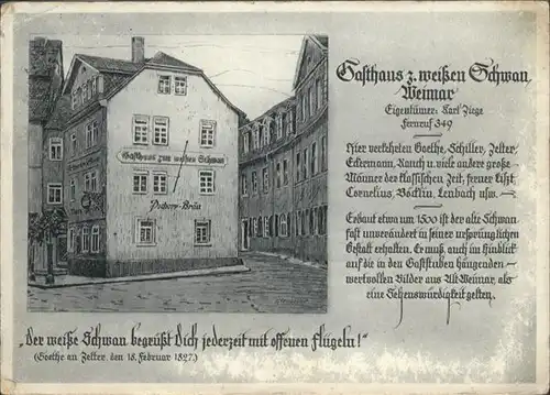 Weimar Thueringen Gasthaus zum "Weissen Schwan" / Weimar /Weimar Stadtkreis