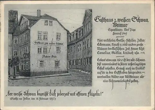 Weimar Thueringen Gasthaus "Zum Weissen Schwan" / Weimar /Weimar Stadtkreis