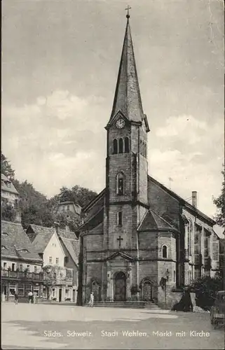 Wehlen Sachsen Markt Kirche  / Wehlen /Saechsische Schweiz-Osterzgebirge LKR