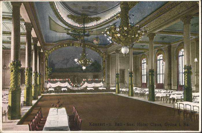 O GRÜNA Sachsen um 1940 Hotel Claus Be Leichsenring Konzert Ball-Saal Innen 