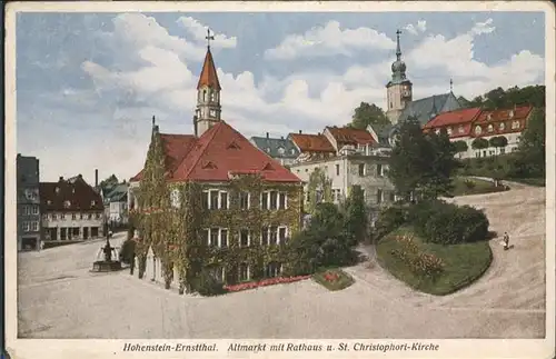 Hohenstein-Ernstthal Altmarkt Rathaus St Christophori Kirche  Brunnen x