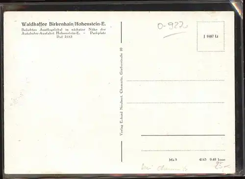 Hohenstein-Ernstthal Waldkaffee Birkenhain Bethlehemstift Autobahn Karl May Haus  *