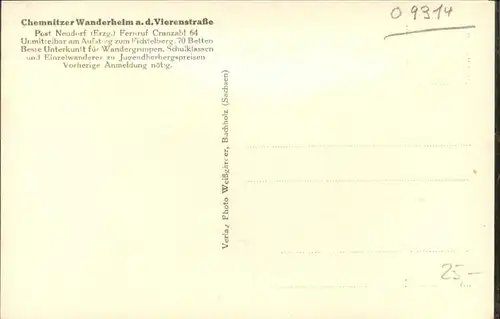 Neudorf Erzgebirge Chemnitzer Wanderheim Vierenstrasse *