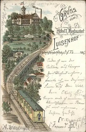 Weisser Hirsch Zahnradbahn Loschwitz Hotel Restaurant Luisenhof Litho x