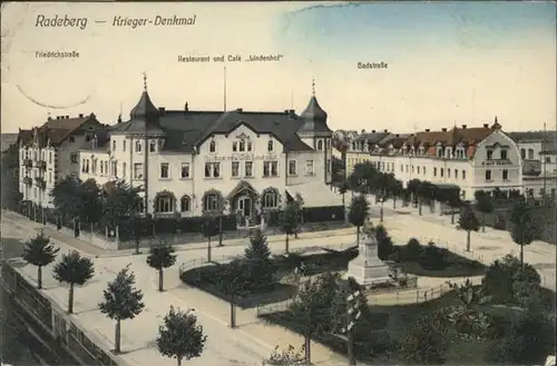 Radeberg Sachsen Friedrichstrasse Restaurant Cafe Lindenhof Badstrasse Krieger-Denkmal x