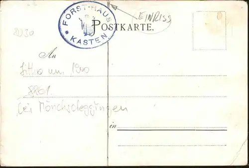 Moenchsdeggingen [handschriftlich] Forsthaus Kasten *