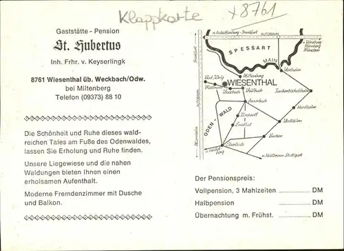 Wiesenthal Unterfranken Gaststaette Pension St Hubertus