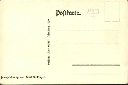 Wolframs-Eschenbach Federzeichnung von Gretl Wolfinger