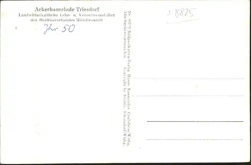 wq88573 Triesdorf Fliegeraufnahme Ackerbauschule Kategorie. Weidenbach Alte Ansichtskarten