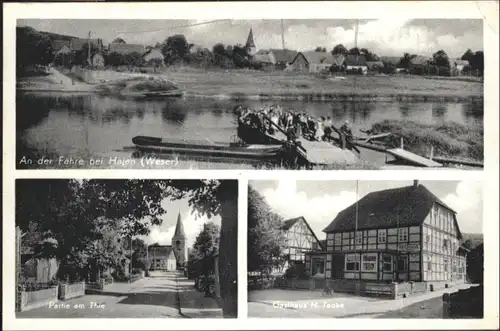 Hajen Hajen Weser Faehre Thie Gasthaus H. Tacke x / Emmerthal /Hameln-Pyrmont LKR