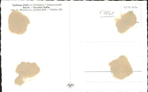 Fahl Feldberg Gasthaus Pension Adler * / Todtnau /