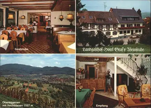 Obereggenen Gasthof Hotel Graf's Weinstube Werbekarte Klappkarte *