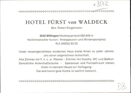 Willingen Sauerland Hotel Fuerst von Waldeck *