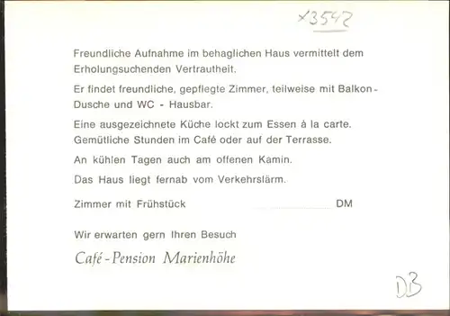 Willingen Sauerland Cafe Pension Marienhoehe *