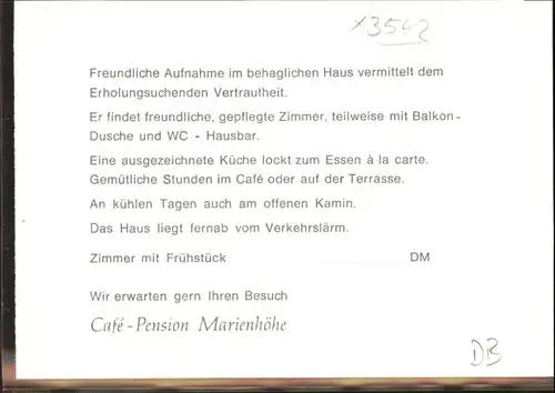 Willingen Sauerland Cafe Pension Marienhoehe *