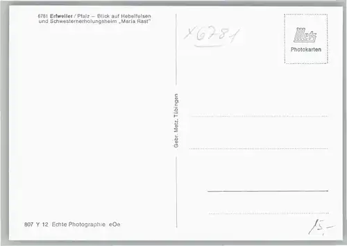 Erfweiler Pfalz Erfweiler Hebelfelsen Schwesternerholungsheim Maria Rast * / Erfweiler /Suedwestpfalz LKR