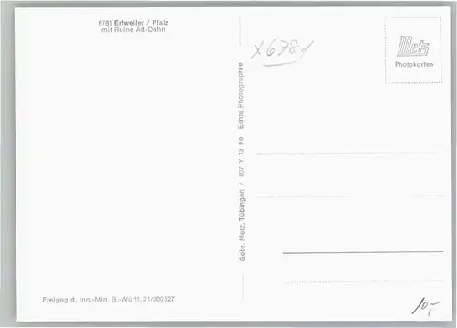 Erfweiler Pfalz Erfweiler Ruine Alt Dahn * / Erfweiler /Suedwestpfalz LKR