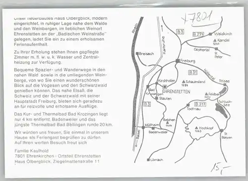 Ehrenstetten Ehrenkirchen Haus oelbergblick Werbekarte / Ehrenkirchen /Breisgau-Hochschwarzwald LKR