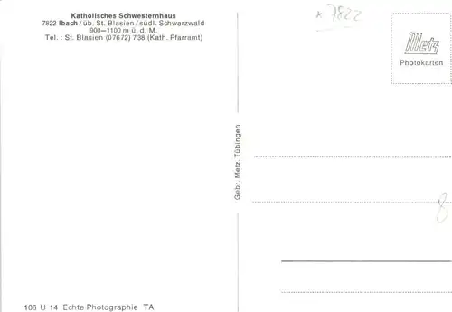 Ibach St Blasien Ibach Waldshut Schwesternhaus * / Ibach /Waldshut LKR