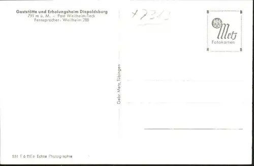 Weilheim Teck Gaststaette Erholungsheim Diepoldsburg *