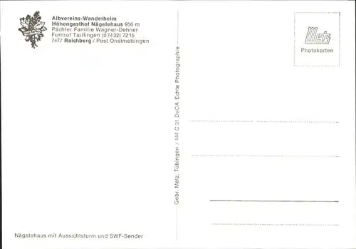 Onstmettingen Raichberg Wanderheim Gasthof Naegelehaus *