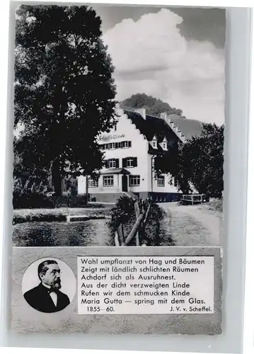 Achdorf Blumberg Achdorf Villingen Pension Gasthof Scheffellinde Gedicht J. V. v. Scheffel * / Blumberg /Schwarzwald-Baar-Kreis LKR