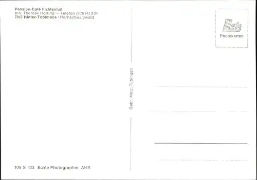 Hintertodtmoos Schwarzwald Pension Cafe Fichtenhof *