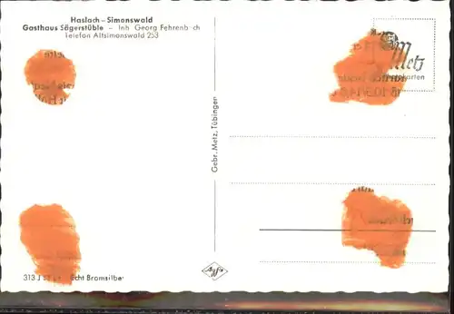 Haslachsimonswald Gasthaus Saegerstueble *