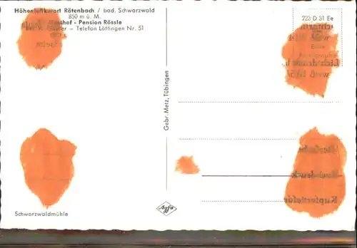 Roetenbach Baden Gasthof Pension Roessle *