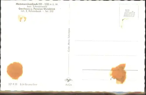 Hammereisenbach-Bregenbach Hammereisenbach Gasthaus Pension Waldblick * / Voehrenbach /Schwarzwald-Baar-Kreis LKR