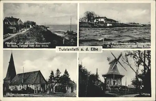 Hollern-Twielenfleth Hollern-Twielenfleth Faehrhaus zur schoenen Elbaussicht Kirche Muehle x / Hollern-Twielenfleth /Stade LKR