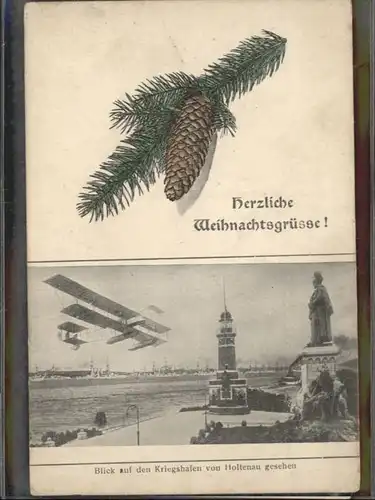 Holtenau Kiel Kriegshafen Wasserflugzeug Weihnachtskarte * / Kiel /Kiel Stadtkreis