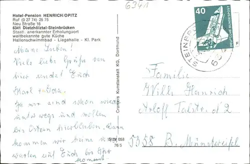 Dietzhoelztal Steinbruecken Pension Henrich Opitz x
