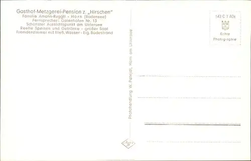 Horn Gaienhofen Bodensee Untersee Gasthof Pension Metzgerei zum Hirschen *