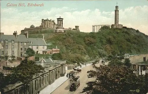 Edinburgh Carlton Hill Strassenbahn Kutsche Turm Pavillion Kat. Edinburgh