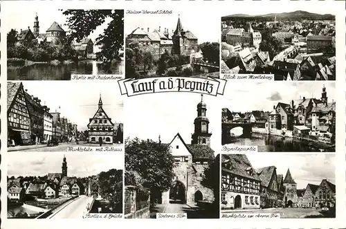 Lauf Pegnitz Kaiser Wenzel Schloss  Judenturm Marktplatz Rathaus Bruecke / Lauf (Pegnitz) /Nuernberger Land LKR