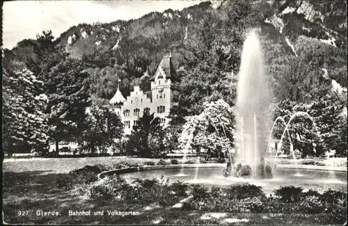 Glarus GL Glarus Bahnhof Volksgarten Brunnen x / Glarus /Bz. Glarus