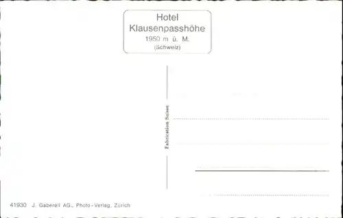 Klausen UR Klausen Passhoehe Hotel  * / Klausen /Rg. Altdorf