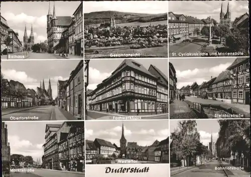 Duderstadt Duderstadt Rathaus Cyriakuskirche Mariensaeule Obertorstrasse Steintorstrasse Marktstrasse Bahnhofstrasse * / Duderstadt /Goettingen LKR