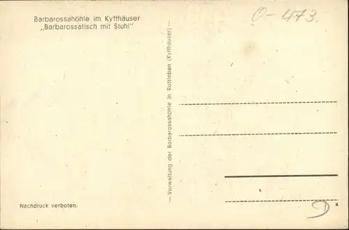 Kyffhaeuser Kyffhaeuser Barbarossahoehle Barbarossatisch mit Stuhl * / Bad Frankenhausen /Kyffhaeuserkreis LKR